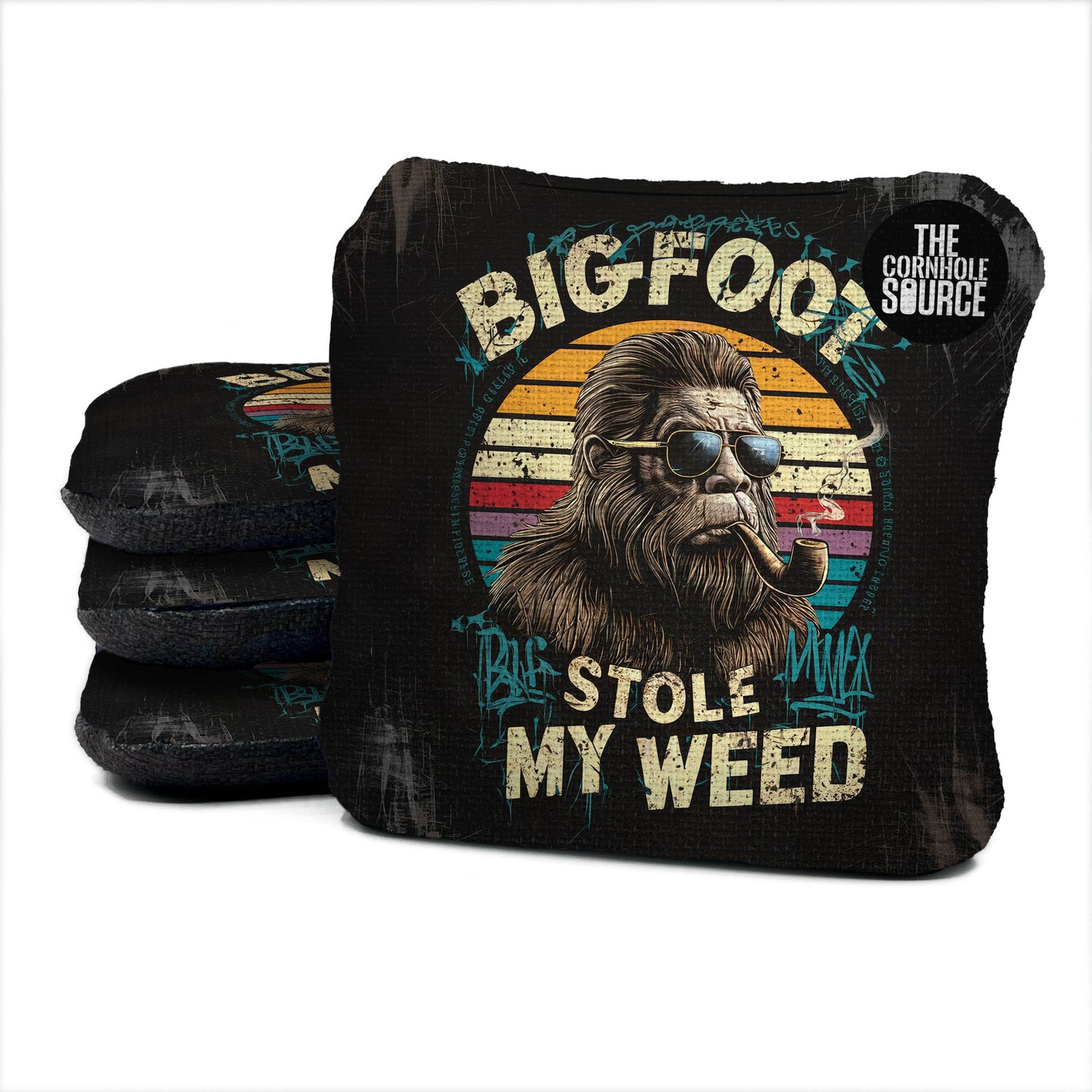 Bigfoot stole my weed - Pro Cornhole Bags - Set of 4