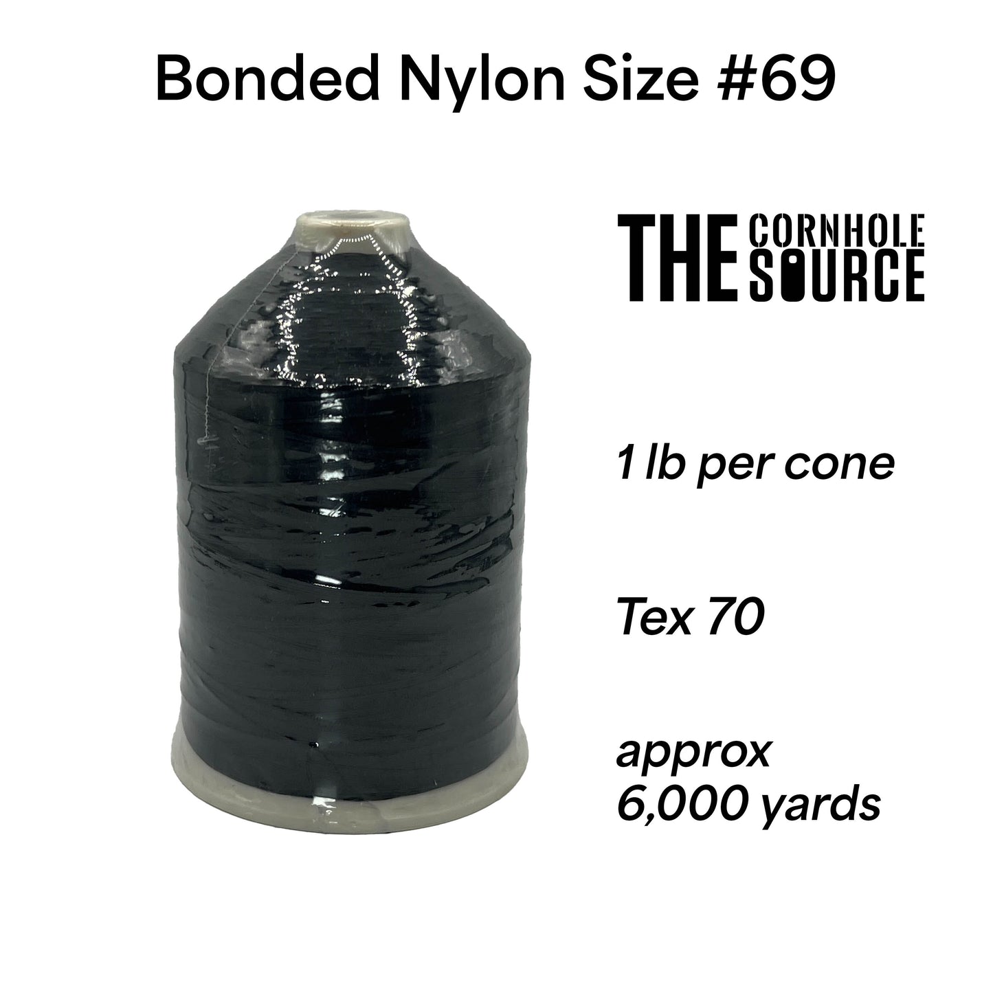 Bonded Nylon - Black (Size #69) 1 lb or 8oz Cone